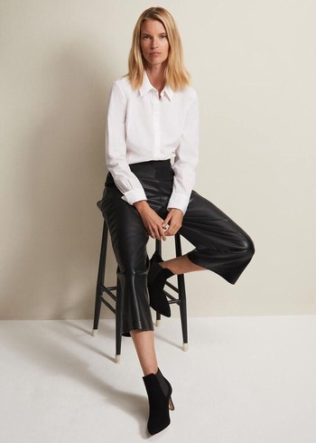 Phase Eight Emeline Faux Leather Culottes Trousers Black Australia | ST0841265